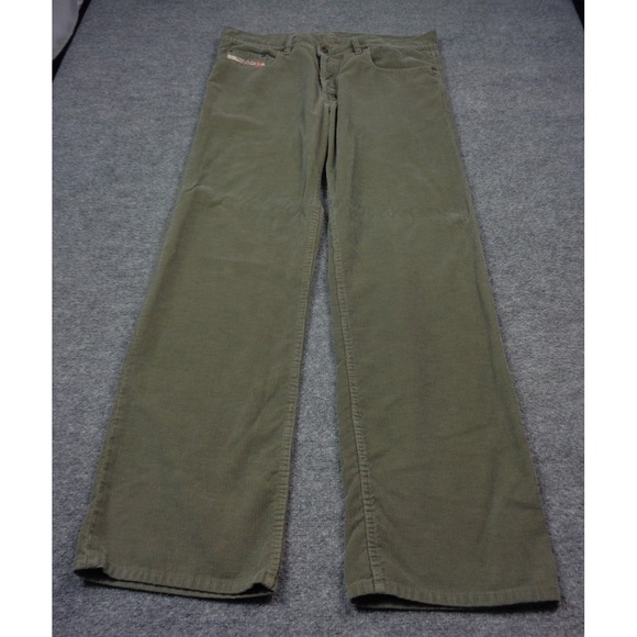 Vtg Diesel Corduroy Pants Mens 36x33 Green Straight Leg Made In Italy - Picture 1 of 16